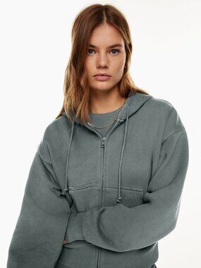 Aritzia TNA boyfriend boxy zip hoodie in GD echo grey | size M